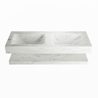 MONDIAZ ALAN - DLUX Badkamermeubelset - 120cm - planchet - Opalo - vrijhangende wastafel - 2 wasbakken - 0 kraangaten - Opalo