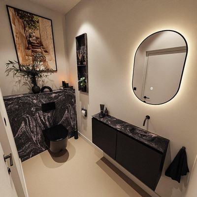 MONDIAZ TURE-DLUX 100cm toiletmeubel Urban. EDEN wastafel Lava positie rechts. Zonder kraangat.