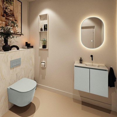 MONDIAZ TURE-DLUX Meuble toilette - 60cm - Greey - EDEN - vasque Ostra - position droite - sans trou de robinet