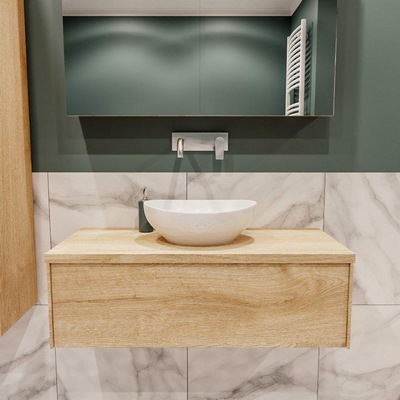 Mondiaz LUSH Meuble salle de bains avec 1 tiroir lavabo BARCO 100x30x45cm Centre sans trou de robinet Washed oak