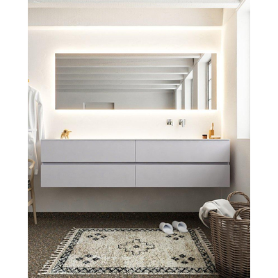 Mondiaz VICA ensemble de meuble de salle de bain - 200cm - meuble sous-vasque cale - 4 tiroirs - lavabo cloud droite - sans trou de robinet - miroir LED - version XL 60cm de haut