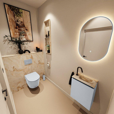 MONDIAZ TURE-DLUX Meuble de toilettes 40 cm Clay. EDEN lavabo Frappe position droite. Avec 1 trou de robinet.