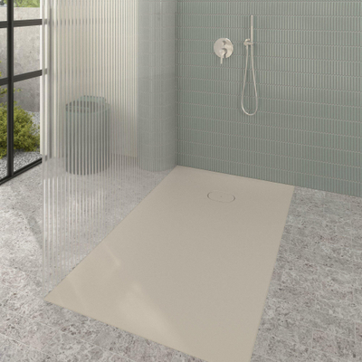 Villeroy & Boch Ecora douchebak - 150x90x3.5cm - afvoer korte zijde - almond (beige)