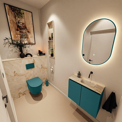 MONDIAZ TURE-DLUX 60cm toiletmeubel Smag. EDEN wastafel Frappe positie rechts. Zonder kraangat.
