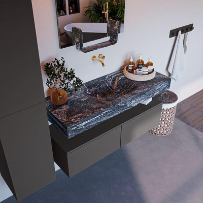 MONDIAZ ALAN - DLUX Badkamermeubelset - 120cm - onderkast - Dark grey - 2 lades - vrijhangende wastafel - wasbak midden - 0 kraangaten - Lava