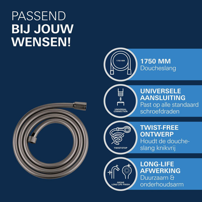 GROHE Silverflex Flexible de douche - 175cm - lisse - hard graphite