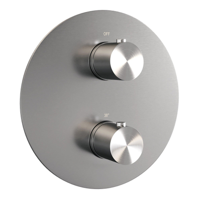 BRAUER Édition Brossée douche pluie thermostatique encastrée - 3 voies - rond - set 77 - douche principale de 20 cm - bras plafond - douchette à main - flexible de douche - coude mural - inox brossé PVD