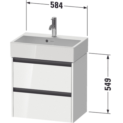 Duravit ketho 2 meuble sous lavabo avec 2 tiroirs 58.4x39x54.9cm avec poignées anthracite graphite super mat