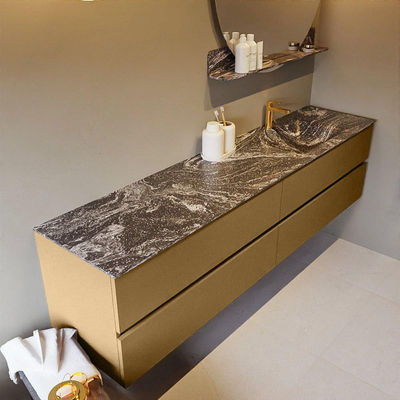 Mondiaz VICA-DLUX ensemble de meuble de salle de bain - 200cm - meuble sous-vasque oro - 4 tiroirs - lavabo encastré cloud droite - 1 trou de robinet - version haute de 60cm - lave