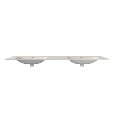 Saniclass Flow Lavabo-meuble - 161 x 46 x 1,5 cm - avec trop-plein - 2 cuves - sans trous de robinetterie - solid surface - blanc mat