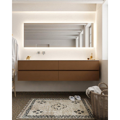 Mondiaz VICA ensemble de meuble de salle de bain - 200cm - meuble sous-vasque reposant - 4 tiroirs - lavabo moon gauche - sans trou de robinet version XL 60cm de haut