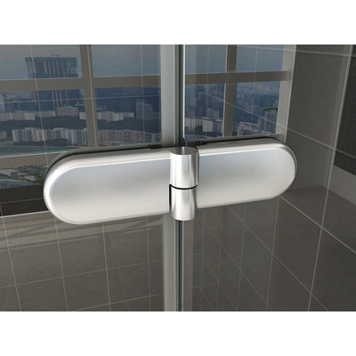 Wiesbaden Double Cabine de douche quart de rond 90x90x200cm 2 portes pivotantes profil chrome et vitre NANO 8mm