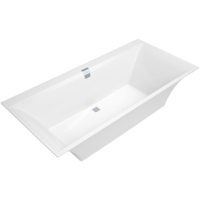 Villeroy & Boch Squaro edge 12 bad quaryl rechthoekig - 190x90x45cm - inclusief poten en afvoer /overloopcombinatie - glans wit