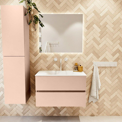 MONDIAZ VICA Ensemble meuble de salle de bains - 80cm - sous-meuble rosee - 2 tiroirs - lavabo cloud central - 1 trou de robinet - version haute 60cm - talc