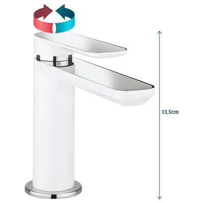Crosswater Pier Wastafelkraan - 12.2cm - met 10cm uitloop - zonder waste - wit