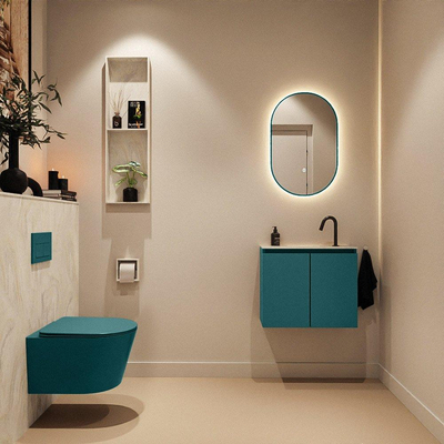 MONDIAZ TURE-DLUX Meuble toilette - 60cm - Smag - EDEN - vasque Ostra - position centrale - 1 trou de robinet