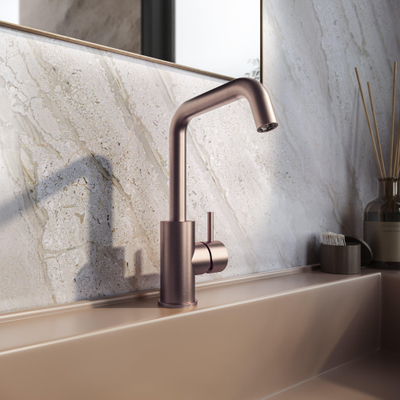 Hotbath Archie Mitigeur de lavabo avec bec orientable, sans vidage BCP Cuivre brossé PVD