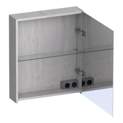 BRAUER Impress Armoire de toilette - 60x70x15cm - sans éclairage - avec 1 porte miroir double face à droite - Forest Seashell