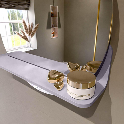 Mondiaz SPOT miroir – Ø 50 cm – avec tablette – Cale (gris clair)