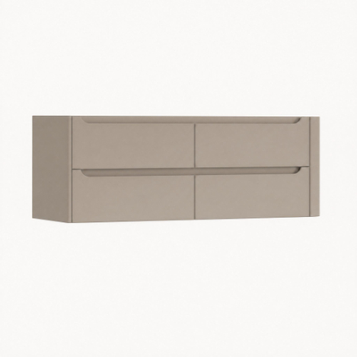 H&R Badmeubelen Juice Wastafelonderkast - 140x45x50cm - rechterhoek afgerond - 4 lades - geïntegreerde greep - Olive