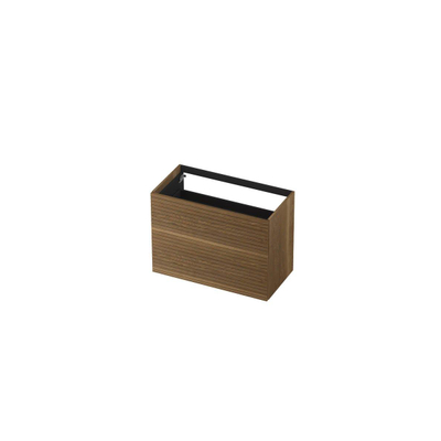 INK Wastafelonderkast - 90x45x65cm - 2 lades - push to open - horizontaal gefreesd - Eiken - Aqua