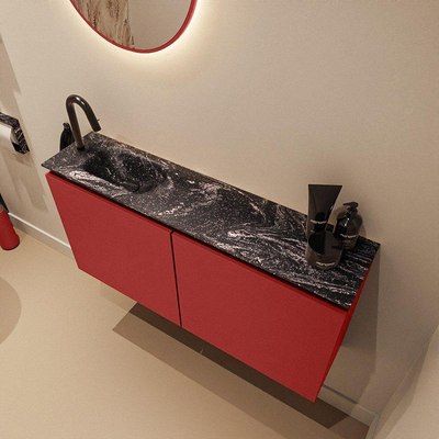 MONDIAZ TURE-DLUX 100cm toiletmeubel Fire. EDEN wastafel Lava positie links. Met 1 kraangat.