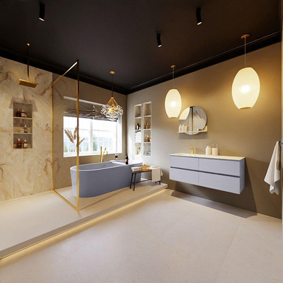 MONDIAZ VICA-DLUX Ensemble meuble de salle de bains - 120cm - meuble bas cale - 4 tiroirs - lavabo encastré cloud gauche - 1 trou de robinet - version haute 60cm - frape