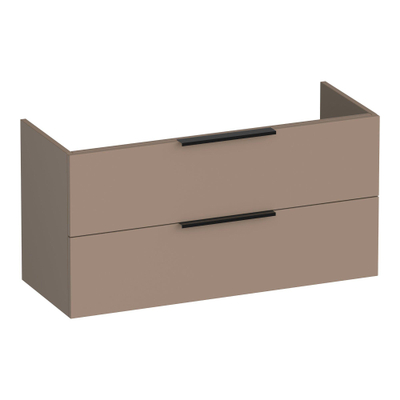 BRAUER Elevate wastafelonderkast ondiep 100 excl. opleggrepen 2 softclose lades en 1 sifon uitsparing - mat mokka