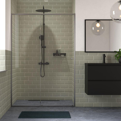 Sealskin Contour Porte coulissante pour niche 140x200cm 6mm verre de sécurité transparent avec revêtement anticalcaire Gris mat