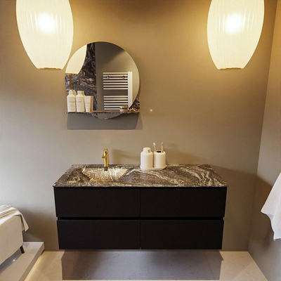 Mondiaz VICA-DLUX ensemble de meuble de salle de bain - 120cm - meuble sous-vasque urbain - 4 tiroirs - lavabo encastré cloud gauche - 1 trou de robinet - version haute de 60cm - lave