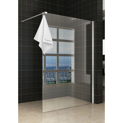 Wiesbaden Sita Douche à l'italienne avec porte-serviettes 140x200 cm chrome/verre clair 8 mm avec revêtement Nano