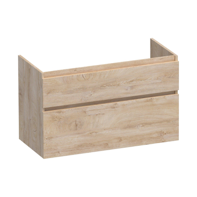 BRAUER Advance Meuble sous-lavabo 99x60x45.5cm sans poignées 2 tiroirs 1 espace siphon MDF Forest Wheat