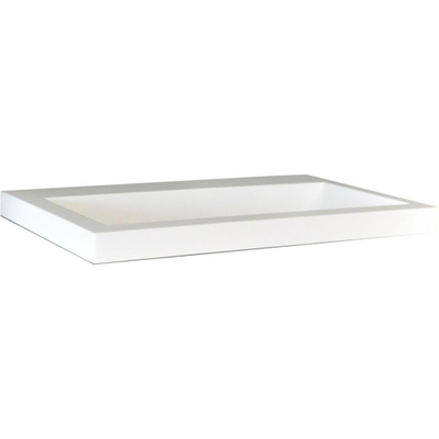 Wiesbaden Flag lavabo simple sans trou de robinet 60x36x4 cm en marbre synthétique brillant blanc