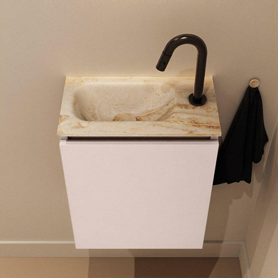 MONDIAZ TURE-DLUX Meuble toilette - 40cm - Rosee - EDEN - vasque Frappe - position gauche - 1 trou de robinet