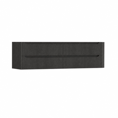 H&R Badmeubelen Juice Wastafelonderkast - 180x45x50cm - rechterhoek afgerond - 4 lades - geïntegreerde greep - basalt