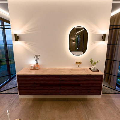 Mondiaz CIRO-DLUX Meuble de salle de bains - 190x45x50cm - Plan-vasque solid surface Arena - 1 vasque à droite - sans trous de robinetterie - 4 tiroirs - Ruby