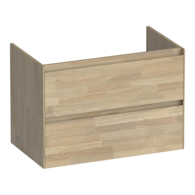 BRAUER Inspire meuble sous-lavabo 80 2 tiroirs softclose - sans poignées - 1 découpe pour siphon - chêne massif - chêne à aboutage gris