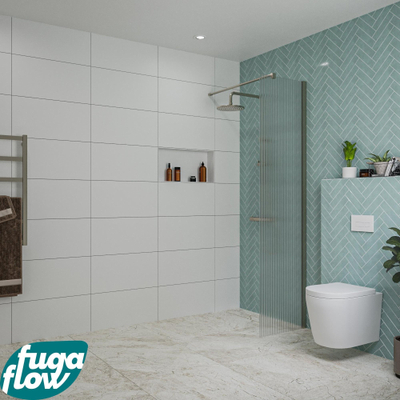 FugaFlow Eccelente Vetro inloopdouche badkamer - 50x200cm - ribbelglas - wandarm - gunmetal