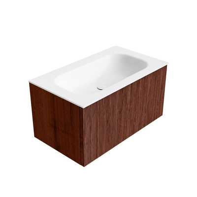 Mondiaz KURVE Ensemble meuble de salle de bains - 80x46x40cm - 1 tiroir - lavabo solid surface - central - 1 trou de robinet - Ruby