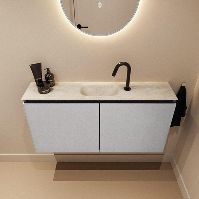 MONDIAZ TURE-DLUX Meuble de WC 100cm Plata. EDEN lavabo Ostra position milieu. Avec 1 trou de robinet.