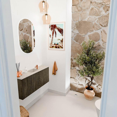 Mondiaz JOYA-DLUX 90cm toiletmeubel - kleur Shadow - Wastafel FAYE positie Midden 1 kraangat kleur Opalo.