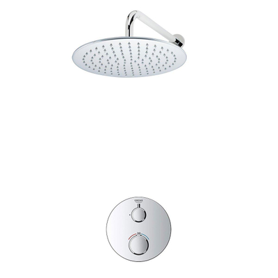 Grohe - Adema Rise regendoucheset – Ø30 cm hoofddouche – 35 cm gebogen wandarm – zonder handdouche – chroom
