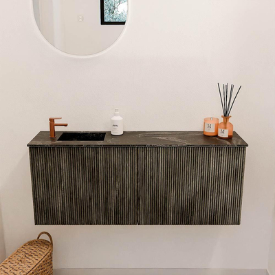 Mondiaz JOYA-DLUX 100cm toiletmeubel - kleur Shadow - Wastafel FAYE positie Links 1 kraangat kleur Lava.