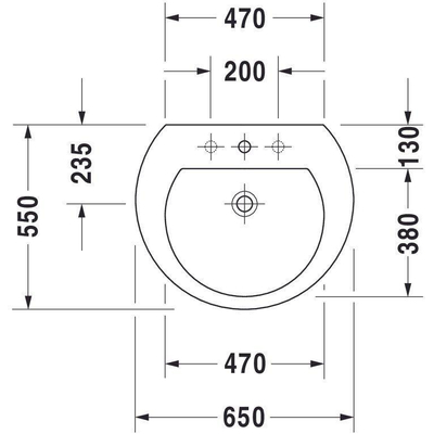 Duravit Darling New wastafel 65x55cm 1 kraangat wit