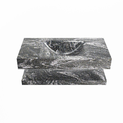 MONDIAZ ALAN - DLUX Badkamermeubelset - 90cm - planchet - Lava - vrijhangende wastafel - wasbak midden - 1 kraangat - Lava