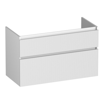 BRAUER Delight Wavy wastafelonderkast 100 2 softclose lades - greeploos - 1 sifon uitsparing - mat wit