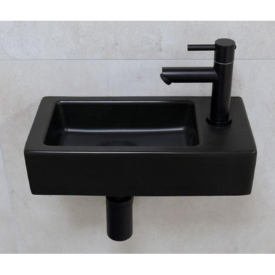 Wiesbaden Mini Rhea Pack lave-mains complet 36x18x9cm trou de robinet droite noir mat