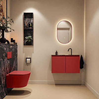 MONDIAZ TURE-DLUX Meuble toilette - 80cm - Fire - EDEN - vasque Lava - position centrale - 1 trou de robinet