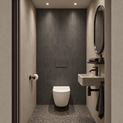 Adema Salina 2.0 Toiletset - 48.5x36x32cm - diepspoel - spoelrandloos - QeramiQ inbouwreservoir - softclose - quickrelease - toiletzitting - donker marmeren natuurstenen bedieningsplaat - ronde knoppen - wit