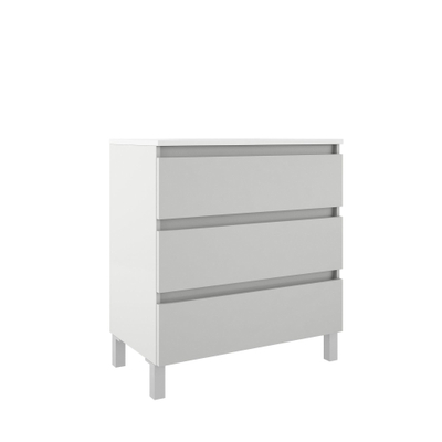 Saniclass Chaci PLUS Badkameronderkast - 80x86x46cm - 3 lades - Geintegreerde greep - MDF - mat wit